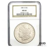 1881-S Morgan Silver Dollar NGC MS66