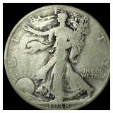 1938-D Silver Half Dollar Walking Liberty NICELY C