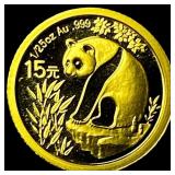 2007 1/25oz Gold Panda 15 Yuan SUPERB GEM BU