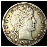 1909 Barber Silver Quarter NEARLY  UNCIRCULATED