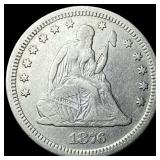 1876-CC Silver Quarter Dollar ABOUT UNCIRCULATED