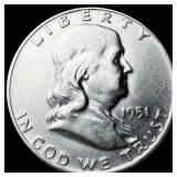 1951-D Silver Half Dollar Franklin CLOSELY UNCIRCU
