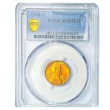 1954-S Wheat Cent PCGS MS67 RD