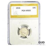 1916 Barber Dime PGA MS65