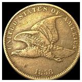 1858 Copper-Nickel Flying Eagle Cent NEARLY UNCIRC