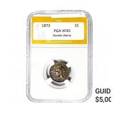 1873 Indian Head Cent PGA XF45 DOUBLE LIBERTY