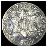 1853 Silver Three-Cent Piece CLOSELY  UNCIRCULATE