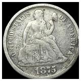 1875-CC Silver Seated Liberty Dime LIGHTLY CIRCULA