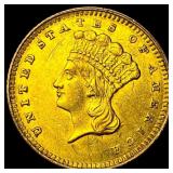 1861 Gold $1 Indian Princess Head CLOSELY UNCIRCUL