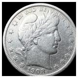 1908-S Silver Barber Half Dollar NEARLY UNCIRCULAT