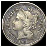 1865 Nickel Three-Cent Piece ABOUT UNCIRCULATED