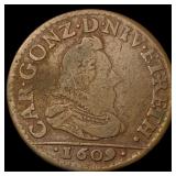 1609 Charles Gonzaga 1 Quattrino Mantua LIGHTLY CI