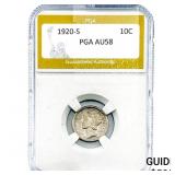 1920-S Mercury Silver Dime PGA AU58