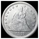 1875 Silver Seated Liberty Quarter NEARLY  UNCIRC