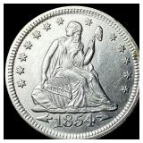 1854 Arrows Seated Liberty Quarter  UNCIRCULATED