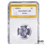 1909-S Wheat Cent PGA MS67+ BN Monster