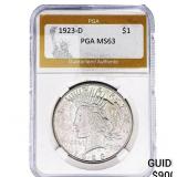 1923-D Silver Peace Dollar PGA MS63
