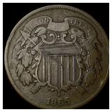 1865 Copper 2 Cents LIGHTLY CIRCULATED