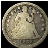 1853 Seated Liberty Dime (No Arrows) NICELY CIRCUL