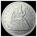 1853 Arrows Seated Liberty Half Dollar ABOUT UNCIR