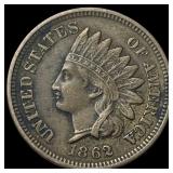 1862 Copper-Nickel Indian Head Cent NEARLY UNCIRCU