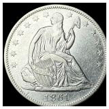 1861-O Silver Seated Liberty Half Dollar  NEARLY