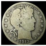 1913 Silver Barber Half Dollar NICELY  CIRCULATED