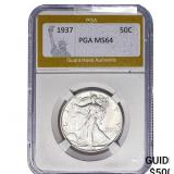 1937 Walking Liberty Half Dollar PGA MS64