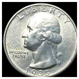 1935-D Silver Washington Quarter CHOICE AU