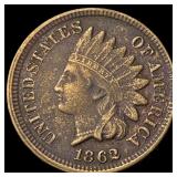 1862 Copper-Nickel Indian Head Cent NEARLY UNCIRCU