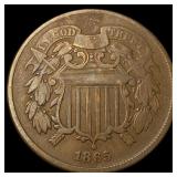 1865 Bronze Two-Cent Piece LIGHTLY CIRCULATED