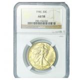 1946 Walking Liberty Half Dollar NGC AU58