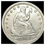 1853 Arrows Seated Liberty Quarter NEARLY UNCIRCUL