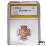 1909-S Wheat Cent PGA MS64 BN