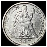 1887 Silver Seated Liberty Dime CLOSELY  UNCIRCUL