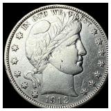 1912-S Silver Barber Half Dollar NEARLY UNCIRCULAT