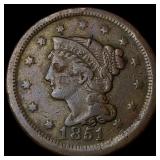 1851 Braided Hair Large Cent ABOUT UNCIRCULATED