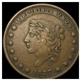 1837 Hard Times Token "Not One Cent" CLOSELY UNC