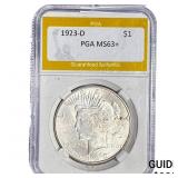 1923-D Silver Peace Dollar PGA MS63+
