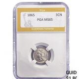 1865 Nickel Three Cent PGA MS65