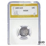 1893-S/S Barber Dime PGA MS64