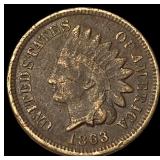 1863 Copper-Nickel Indian Head Cent NEARLY UNCIRCU