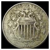 1866 Shield Nickel NEARLY UNCIRCULATED