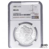 1881-D Morgan Silver Dollar NGC MS65