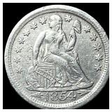 1854-O Silver Seated Liberty Dime CLOSELY UNCIRCUL