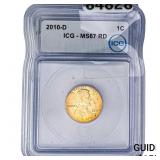 2010-D Lincoln Shield Penny ICG MS67 RD