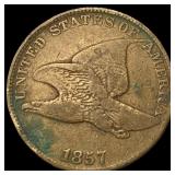 1857 Flying Eagle Cent ABOUT UNCIRCULATED