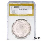 1890-S Morgan Silver Dollar PGA MS64