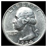 1934-P Silver Washington Quarter CLOSELY UNCIRCULA