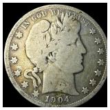 1904-S Silver Barber Half Dollar LIGHTLY  CIRCULA